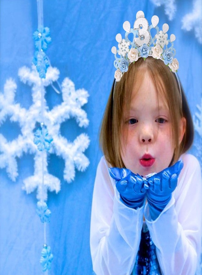 Jissoo Snowflake Ice Queen Crown - 3rd Birthday Tiara, Snow Queen Tiara Alice Band Headband, Party Props, Girl Gifts, Small, Frozen-3 - Image 5